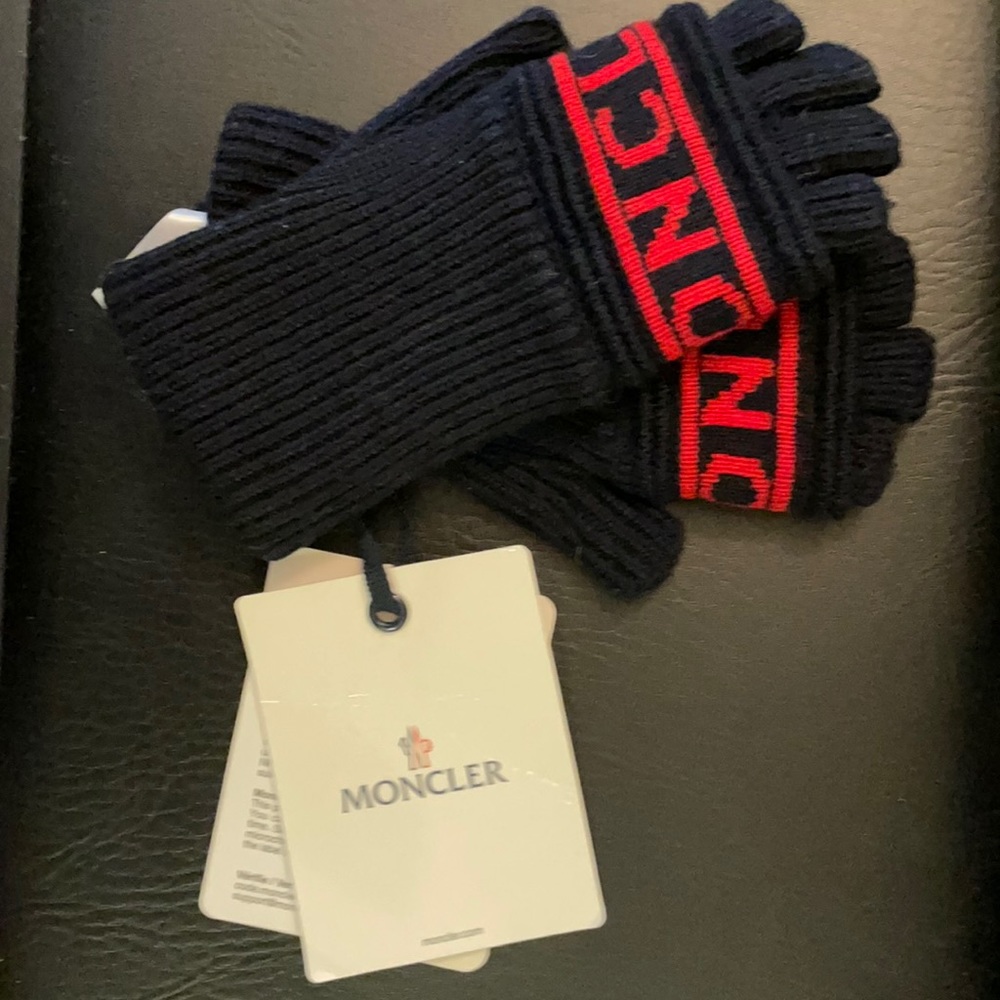 Fingerless MONCLER Navy Gloves